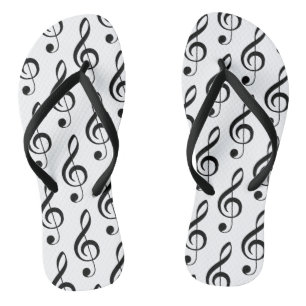 Treble Clef Musical Black White Song Music Flip Flops