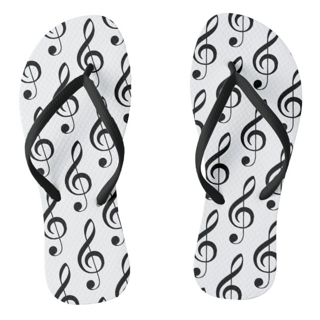 Treble Clef Musical Black White Song Music         Flip Flops (Footbed)