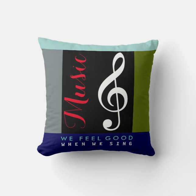 treble clef musical note, an awesome music cushion (Front)