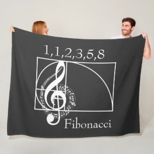 Treble Clef Musical Notes and Fibonacci Spiral  Fleece Blanket