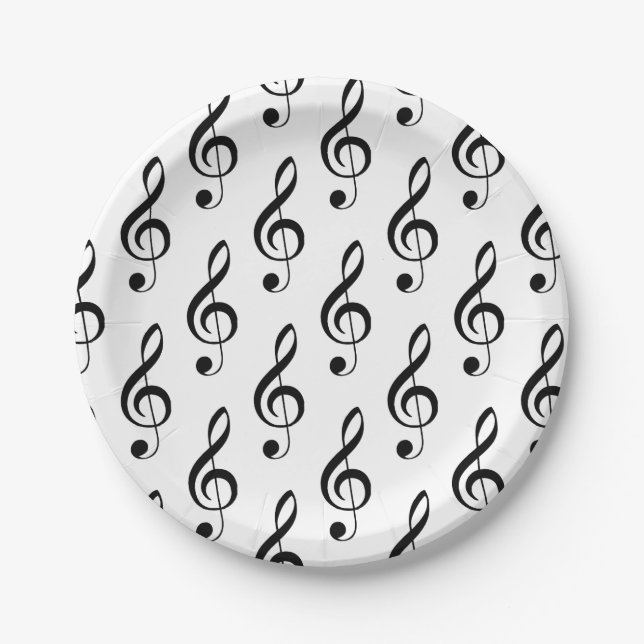 Treble Clef Musical Paper Plate (Front)