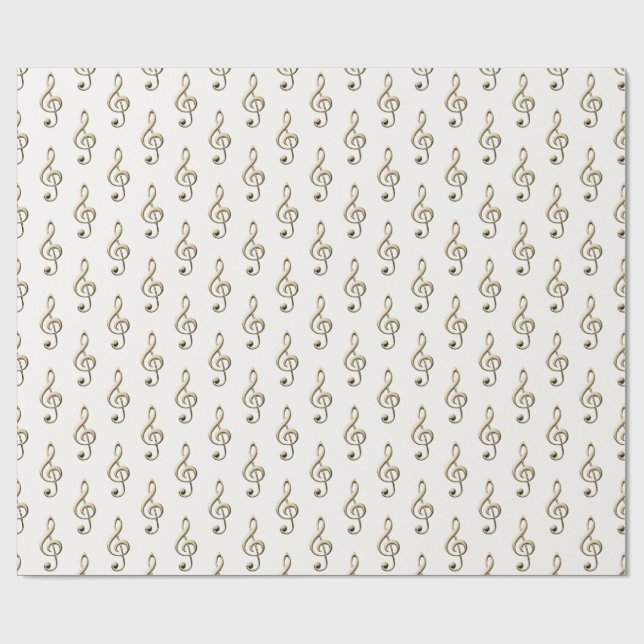 Treble Clef Musical Symbol Music Lover's Cream Wrapping Paper (Flat)