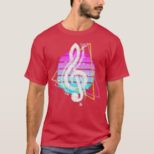 Treble Clef Musician 80s Art Vaporwave Synthwave R T-Shirt