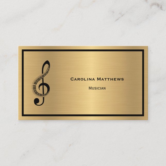Treble Clef Musician Minimalist Business Card (Front)