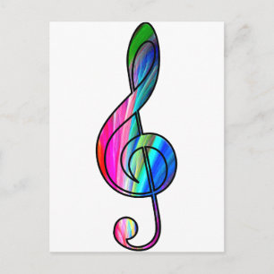 Treble clef note in color_ postcard
