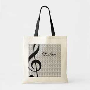 treble clef & personalised name tote bag