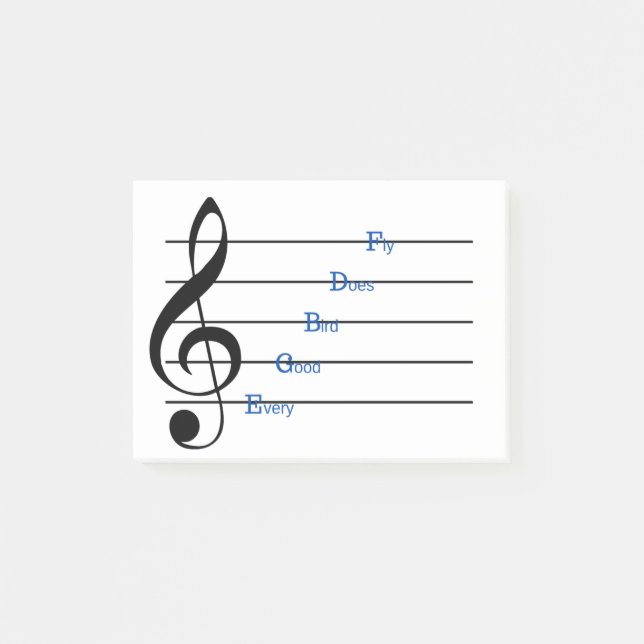 Treble Clef Post-it Notes (Line Rhymes) (Front)