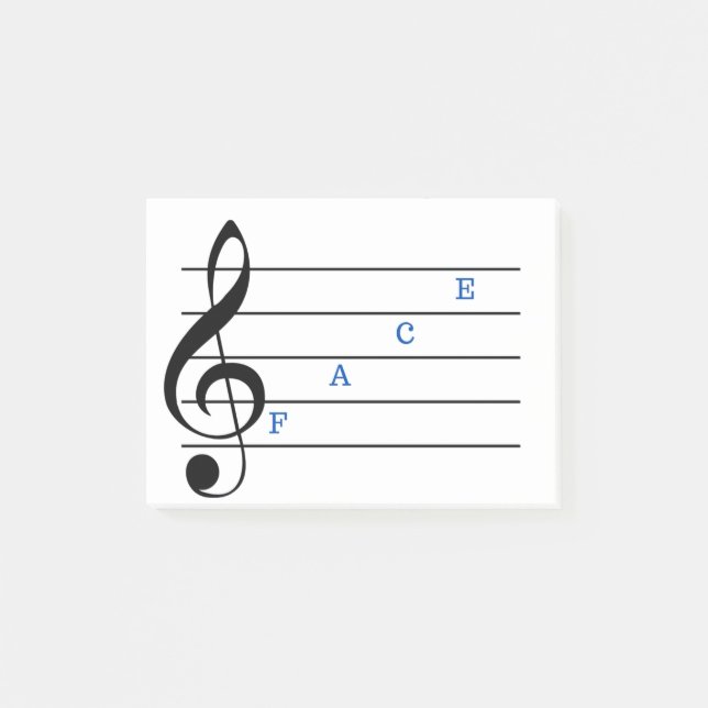 Treble Clef Post-it Notes (Spaces) (Front)