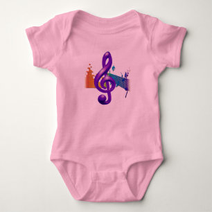Treble Clef Purple Elegant Design Baby Bodysuit