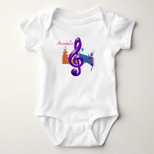 Treble Clef Purple Elegant Design - Customisation Baby Bodysuit