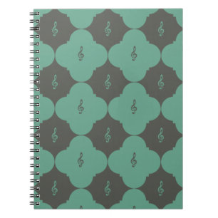 Treble Clef Quatrefoil Pattern Notebook