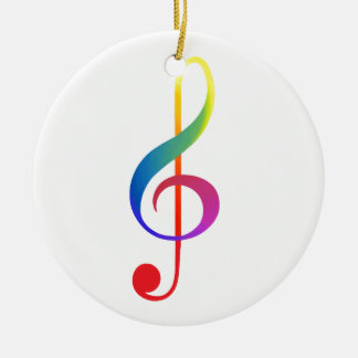 treble clef rainbow colours ceramic tree decoration
