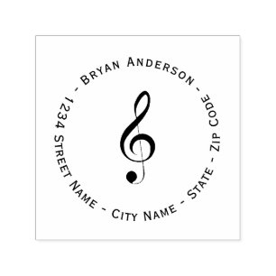Treble Clef Return Address Self-inking Stamp