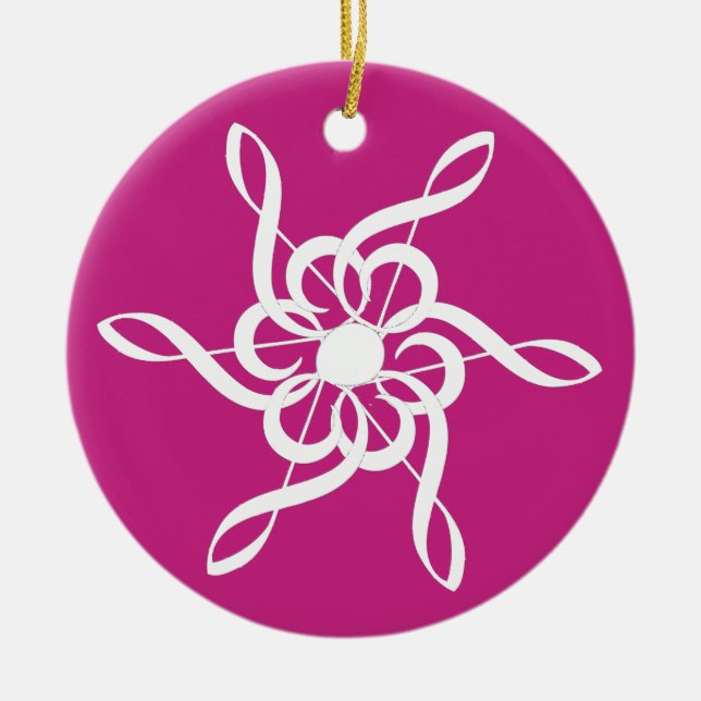 Treble Clef Snowflake Musical Ornament (Front)