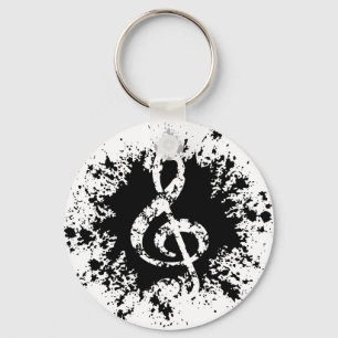 Treble Clef Splat Key Ring