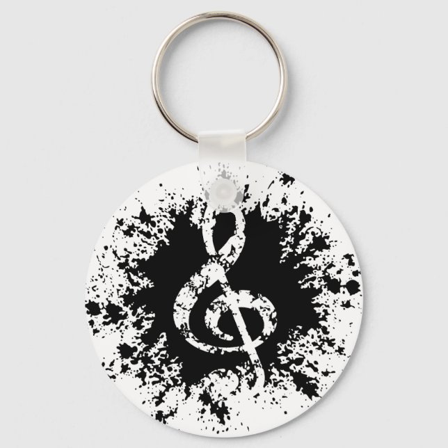 Treble Clef Splat Key Ring (Front)