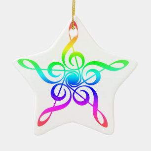 Treble Clef Star   Musician Ceramic Tree Decoration
