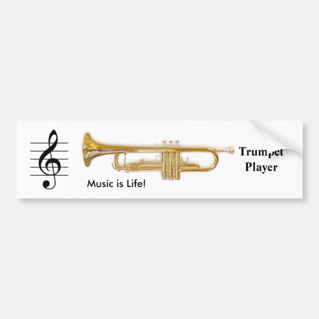 Treble Clef / Trumpet Bumper Sticker (Front)