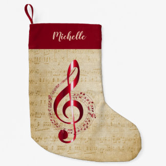 Treble Clef Vintage Music Small Christmas Stocking