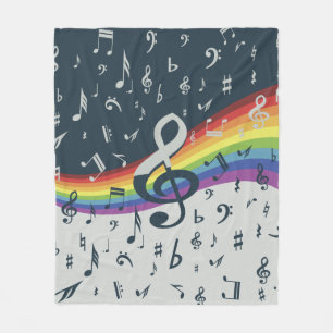 Treble Clef Wave Rainbow Colours Fleece Blanket