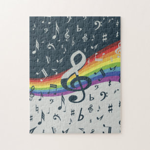 Treble Clef Wave Rainbow Colours Jigsaw Puzzle