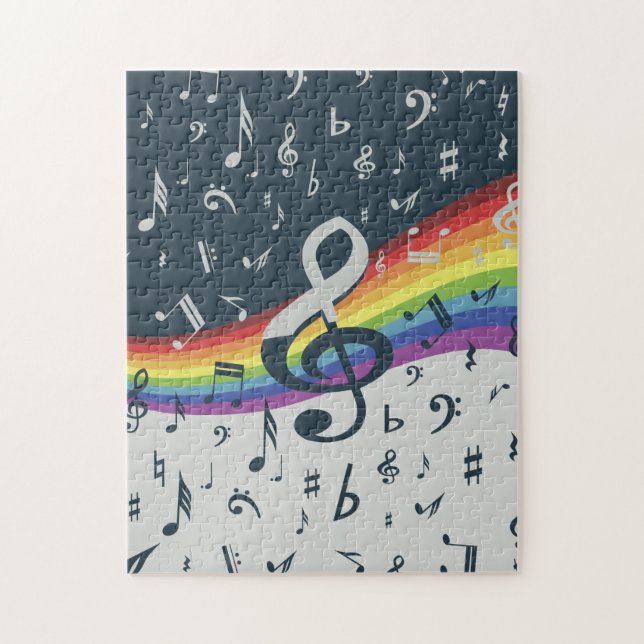 Treble Clef Wave Rainbow Colours Jigsaw Puzzle (Vertical)