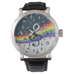 Treble Clef Wave Rainbow Colours Watch