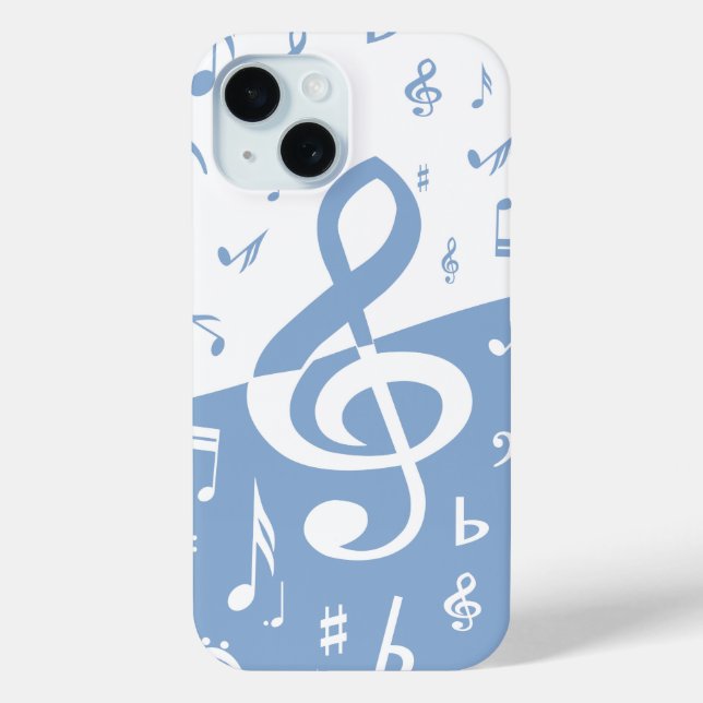 Treble Clef Wave Sky Blue and White Case-Mate iPhone Case (Back)