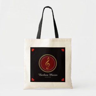 treble clef with name tote bag