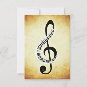 Treble Clef with Piano Keys Card