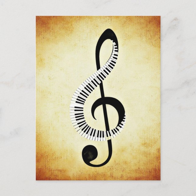 Treble Clef with Piano Keys Postcard (Front)