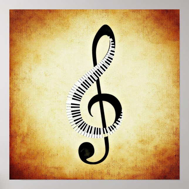 Treble Clef with Piano Keys Poster (Front)