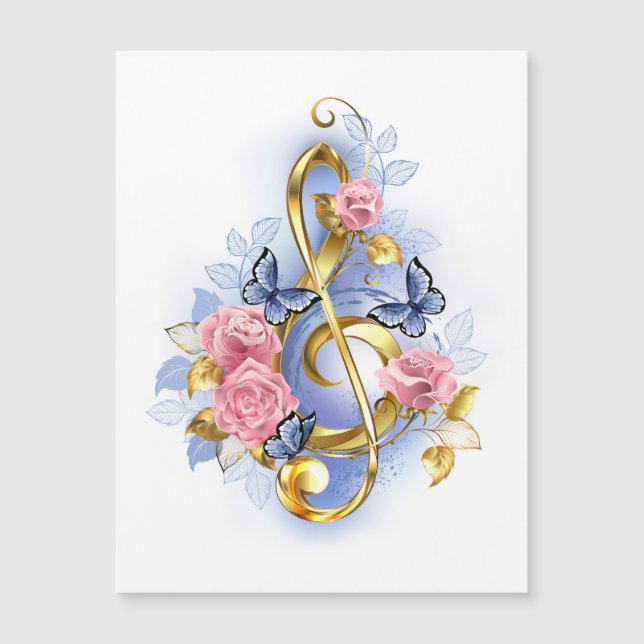 Treble clef with Pink Roses (Front)