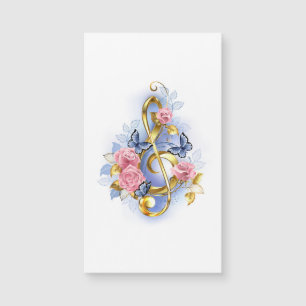 Treble clef with Pink Roses