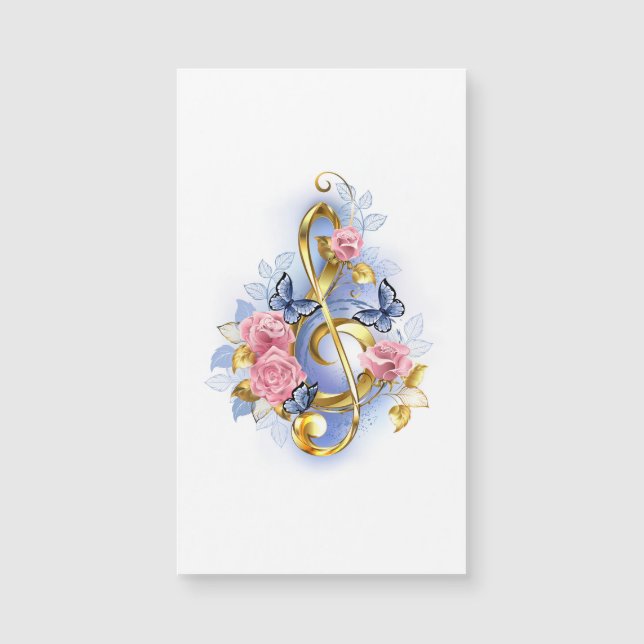 Treble clef with Pink Roses (Front)