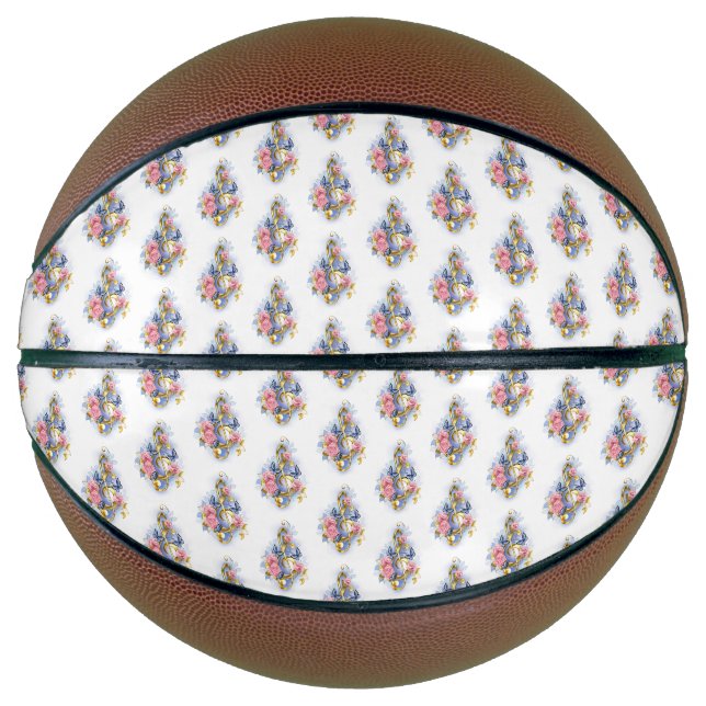 Treble clef with Pink Roses Basketball (Front)