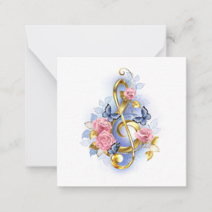 Treble clef with Pink Roses Card