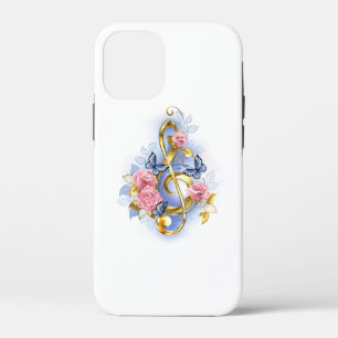 Treble clef with Pink Roses iPhone 12 Mini Case