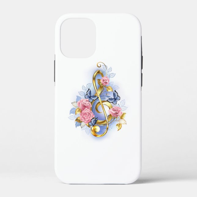 Treble clef with Pink Roses Case-Mate iPhone Case (Back)