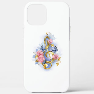 Treble clef with Pink Roses iPhone 12 Pro Max Case