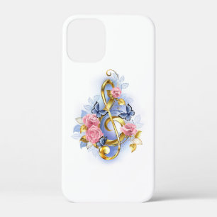 Treble clef with Pink Roses iPhone 12 Mini Case