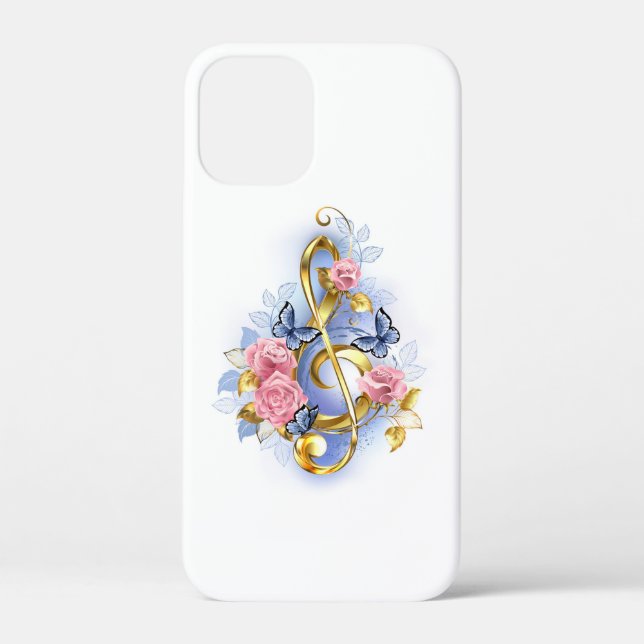 Treble clef with Pink Roses Case-Mate iPhone Case (Back)