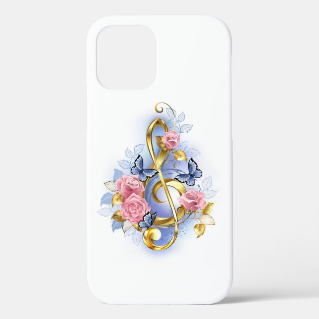 Treble clef with Pink Roses Case-Mate iPhone Case (Back)