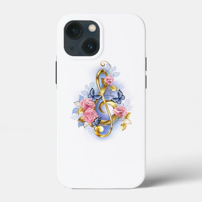 Treble clef with Pink Roses Case-Mate iPhone Case (Back)