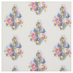 Treble clef with Pink Roses Fabric