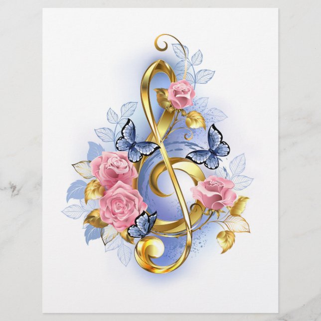 Treble clef with Pink Roses Flyer (Front)