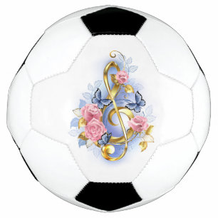 Treble clef with Pink Roses Football