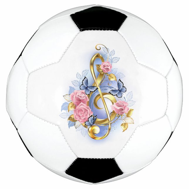 Treble clef with Pink Roses Football (Front)