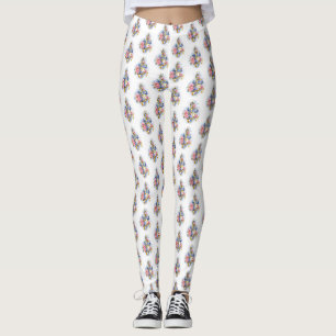 Treble clef with Pink Roses Leggings