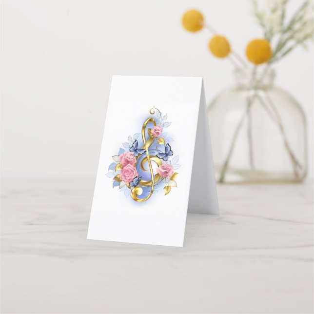 Treble clef with Pink Roses Loyalty Card (Back)